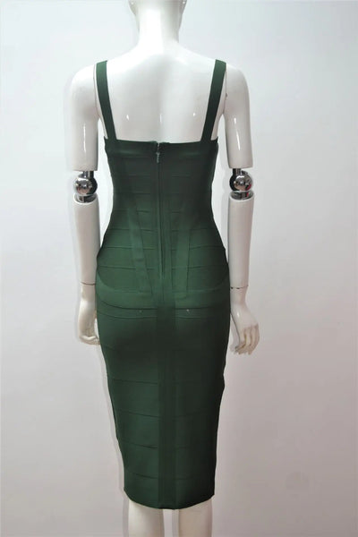 2024 Bandage Bodycon Midi Dress – Royal Spaghetti Strap Party Style