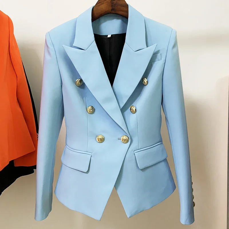 Pink Slim Blazer – Women’s Double Breasted
