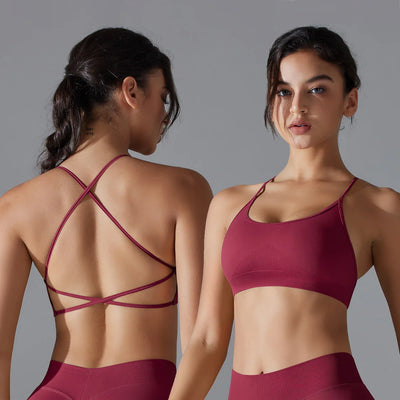 Cross-Back Sports Bra – Padded Yoga Bralette