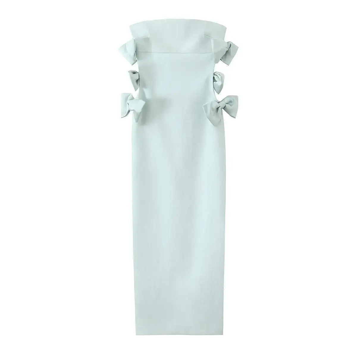 Off-Shoulder Hollow-Out Bow Midi Dress – Summer Party Style
