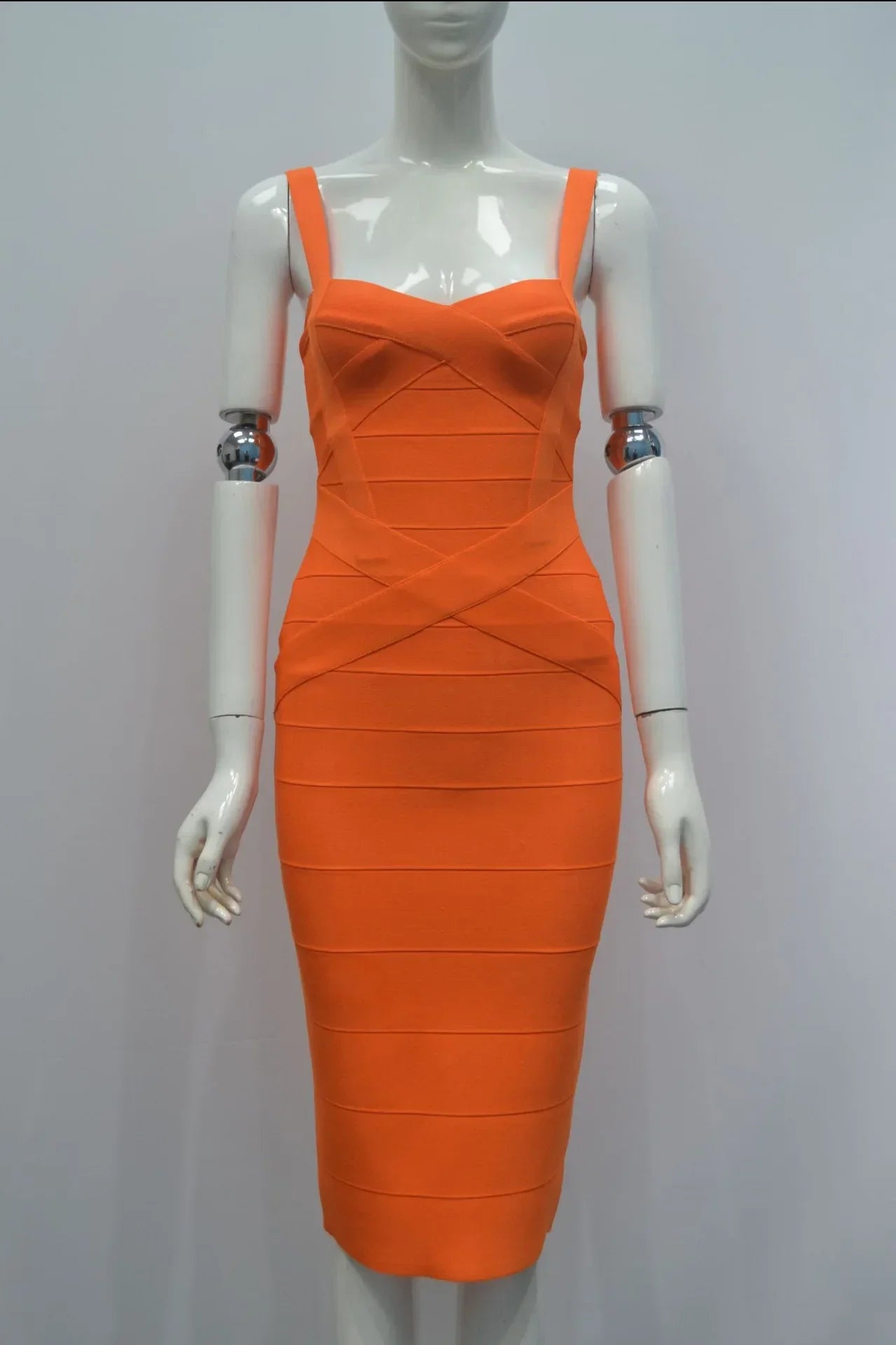 2024 Bandage Bodycon Midi Dress – Royal Spaghetti Strap Party Style