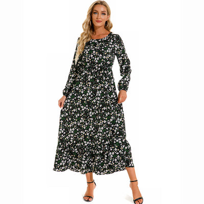 Bohemian Floral Maxi Dress – High Waist Chiffon Look