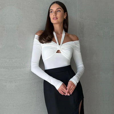 Off-Shoulder Long Sleeve Bodysuit – Sexy Slim Fit Streetwear