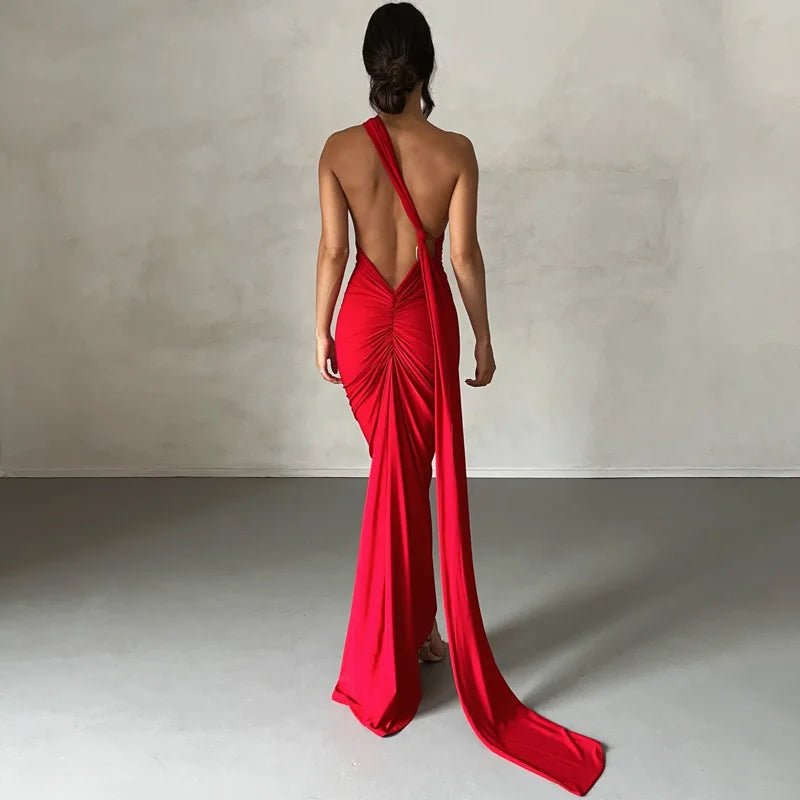 Elegant One Shoulder Maxi Dress