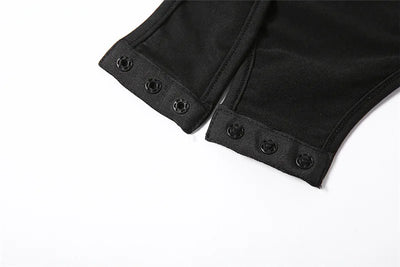 Cut-Out Bodysuit – Sexy Long Sleeve Skinny Fit in Black