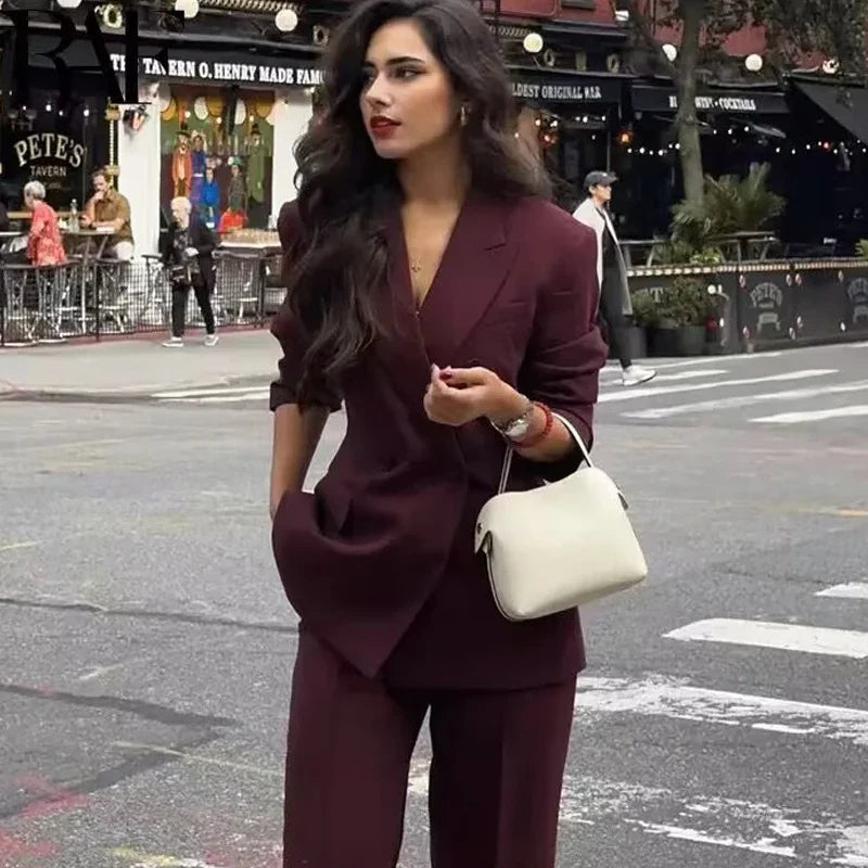 Burgundy Long Blazer – Women’s Formal Jacket