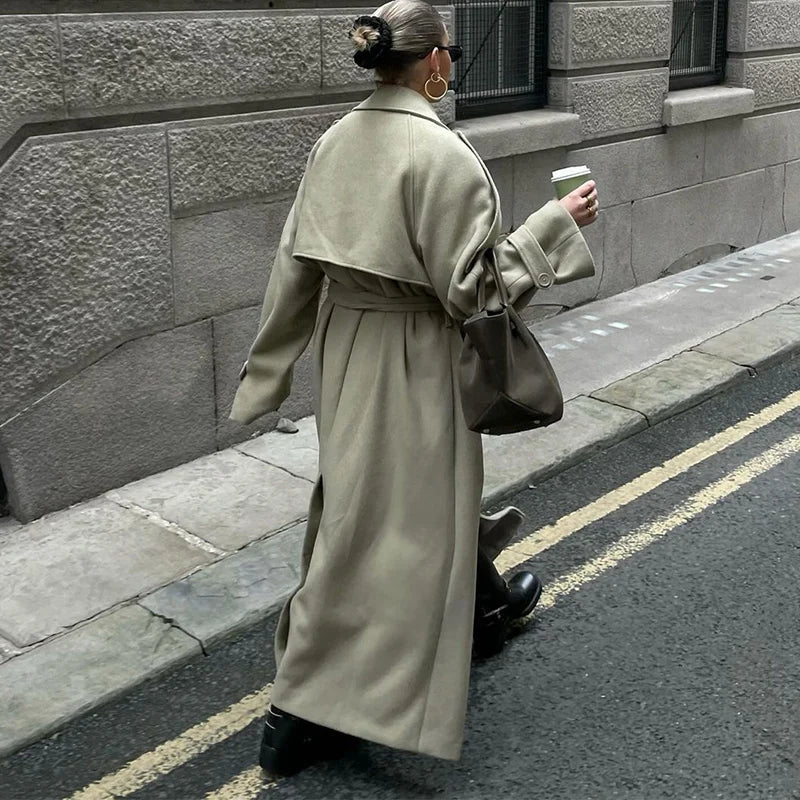 Wool Blend Coat – Elegant Belted Winter Wear