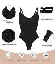 V Neck Spaghetti Strap Shapewear Bodysuit