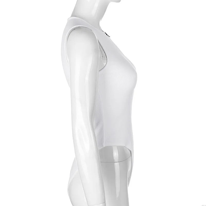 Zipper Front Bodysuit – Sexy Sleeveless One-Piece