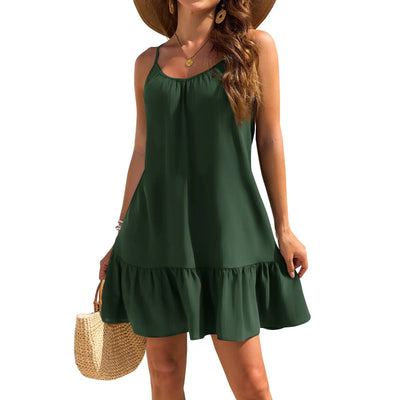 Spaghetti Strap Ruffle Dress – Sleeveless Beach Look