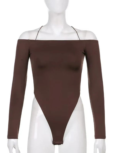 Off-Shoulder Long Sleeve Bodysuit – Sexy Slim Fit Streetwear Style for Women