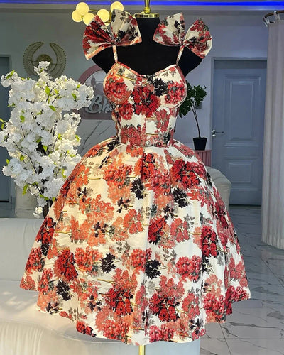 Floral V-Neck Mini Dress – Pleated A-Line Summer Style