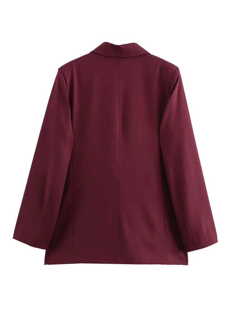 Burgundy Long Blazer – Women’s Formal Jacket