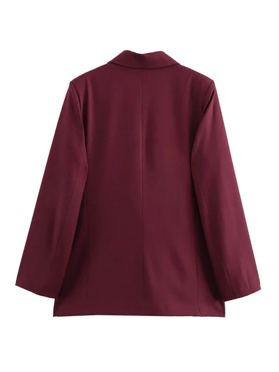 Burgundy Long Blazer – Women’s Formal Jacket