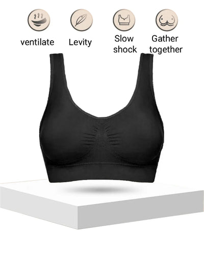 Seamless Ribbed Sports Bra – Black Yoga Crop Top