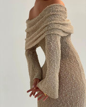 Long Sleeve Hollow Out Knitted Dress