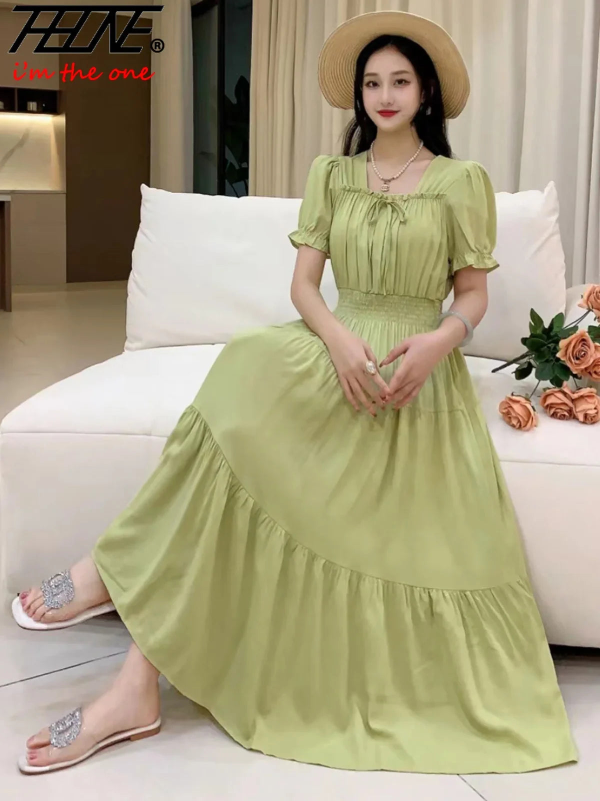 Boho Cotton Maxi Dress – Korean Vintage Holiday Look