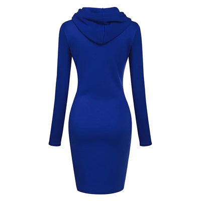 Hooded Sweatshirt Dress – Casual Pocket Mini Style