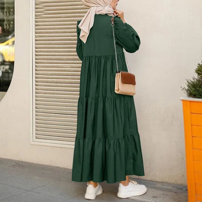 2025 Modest Maxi Dress – Vintage O-Neck Islamic Kaftan Abaya Style
