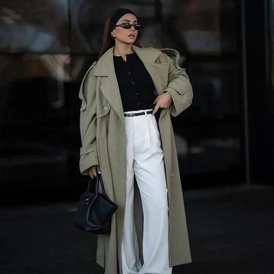 Wool Blend Coat – Elegant Belted Winter Wear