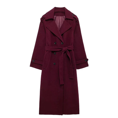 Wool Blend Coat – Elegant Belted Winter Wear