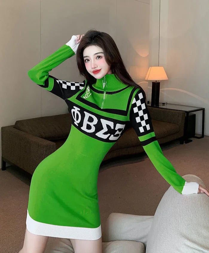 Sexy Crochet Bodycon Dress – Knitted Y2K Long Sleeve Look