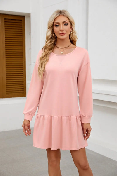 Sweater Bodycon Dress – Solid Round Neck Autumn Look