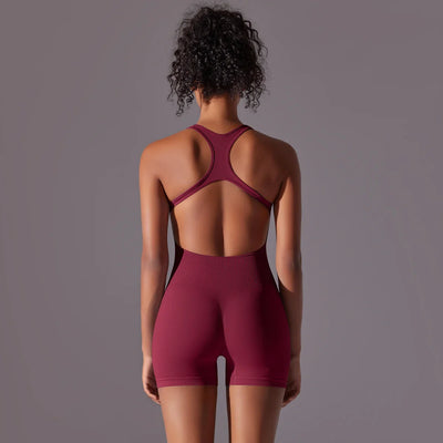Backless Fitness Bodysuit – Sleeveless Yoga Jumpsuit
