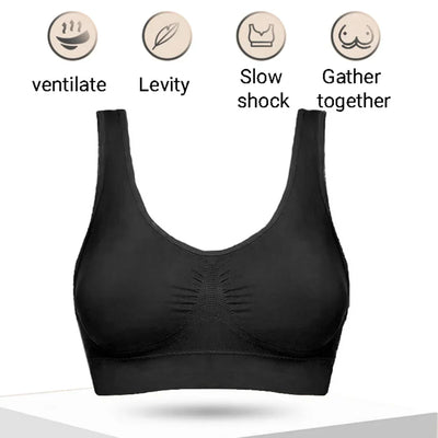 Seamless Ribbed Sports Bra – Black Yoga Crop Top