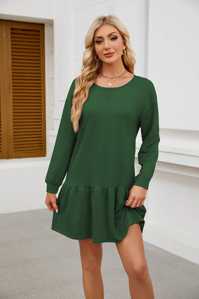 Sweater Bodycon Dress – Solid Round Neck Autumn Look
