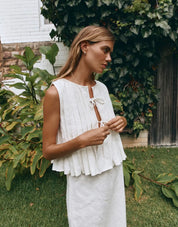 Bow Lace Up Linen Shirt