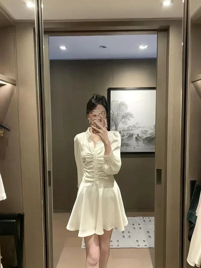 Elegant Long Sleeve Midi Dress – Korean Party Style