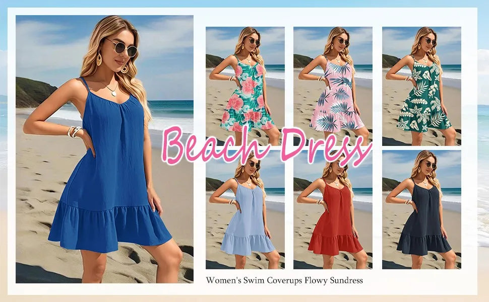 Spaghetti Strap Ruffle Dress – Sleeveless Beach Look