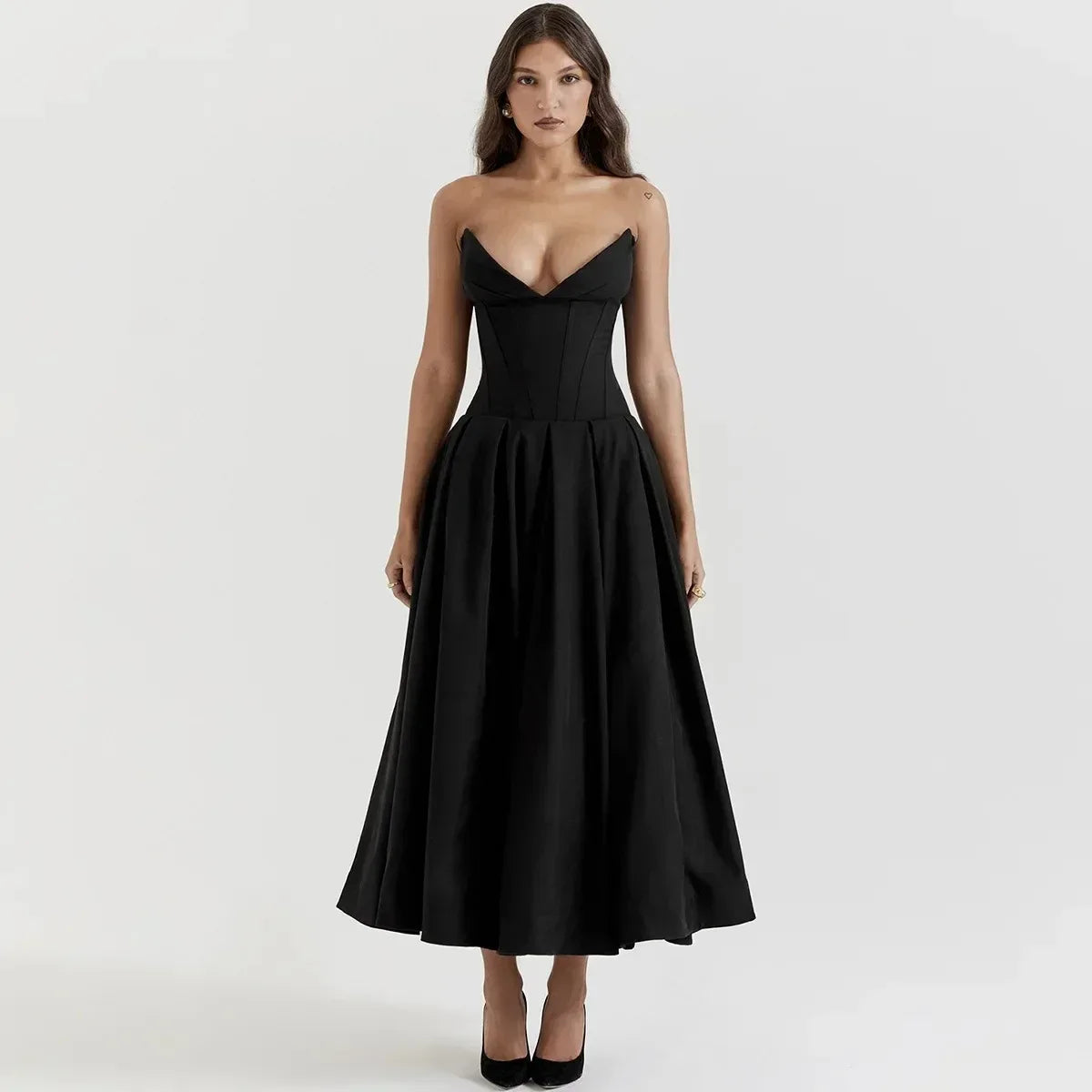 Black Elegant Strapless Corset Dress