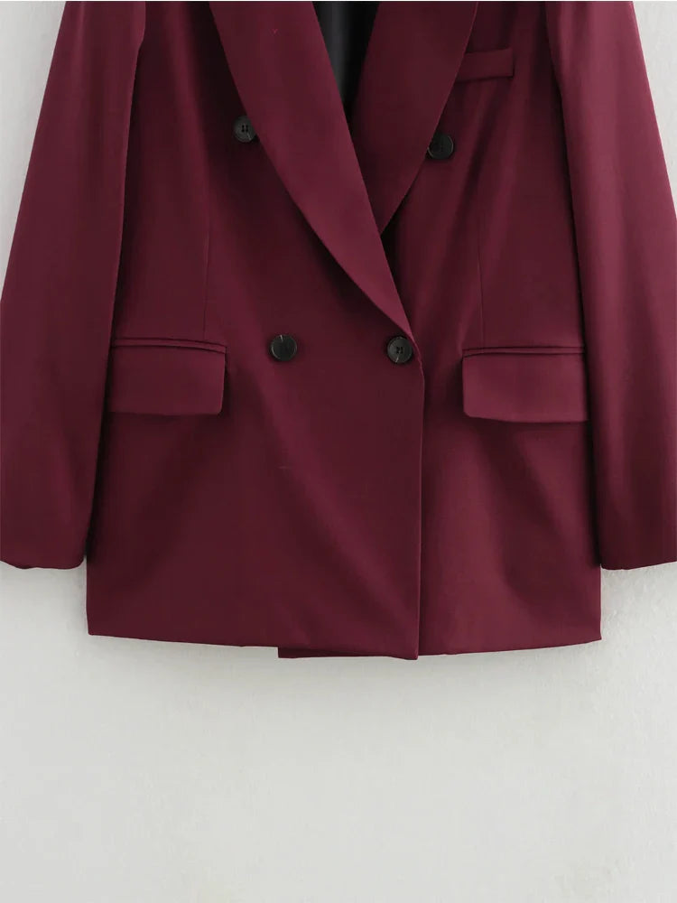Burgundy Long Blazer – Women’s Formal Jacket