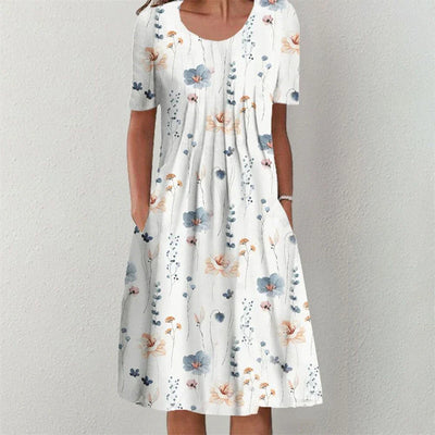 Elegant Loose Fit Dress – Casual Short Sleeve Weekend Look