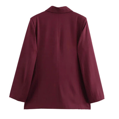 Burgundy Long Blazer – Women’s Formal Jacket