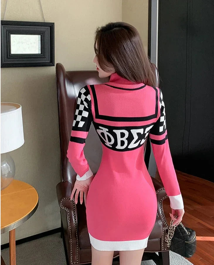 Sexy Crochet Bodycon Dress – Knitted Y2K Long Sleeve Look