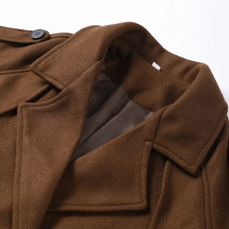 Wool Blend Coat – Elegant Belted Winter Wear