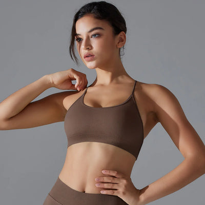 Cross-Back Sports Bra – Padded Yoga Bralette