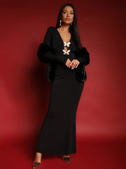 Two Butterfly Long Sleeve Maxi Dress