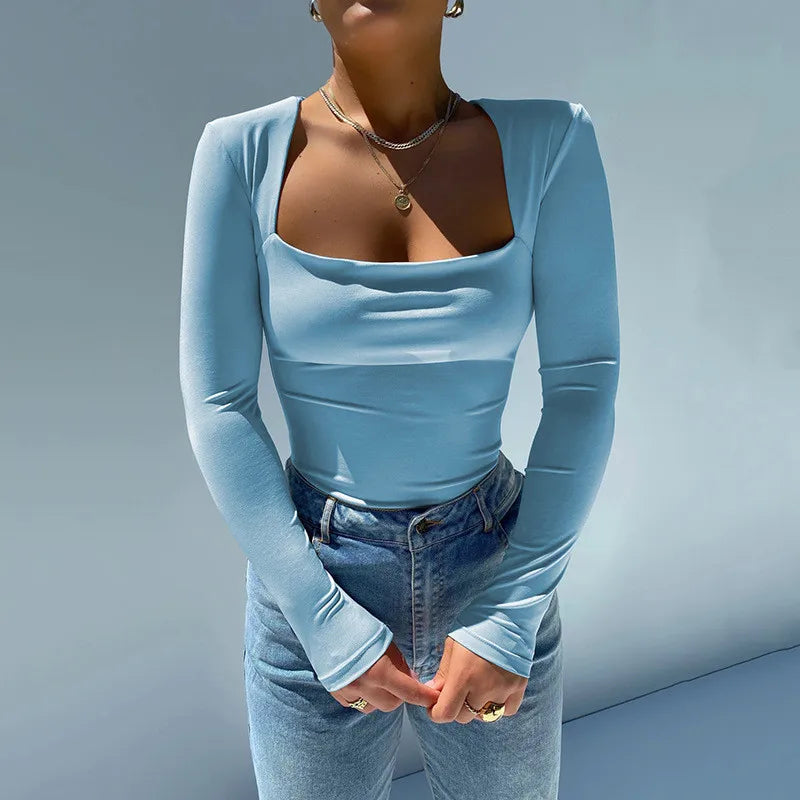 Square Neck Long Sleeve Bodysuit