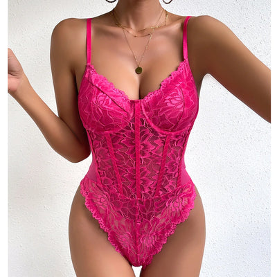 Floral Lace Sheer Mesh Bodysuit