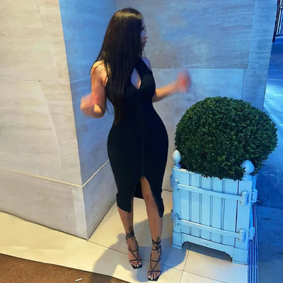 Sleeveless Black Bodycon Dress – Zipper Streetwear Summer Style