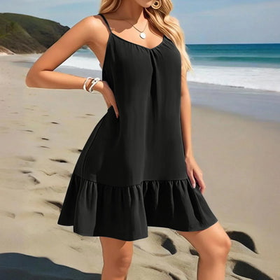 Spaghetti Strap Ruffle Dress – Sleeveless Beach Look