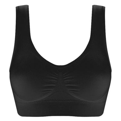 Seamless Ribbed Sports Bra – Black Yoga Crop Top