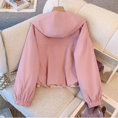 Hooded Zipper Jacket – Women’s Loose Fit