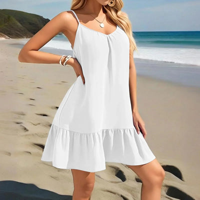Spaghetti Strap Ruffle Dress – Sleeveless Beach Look