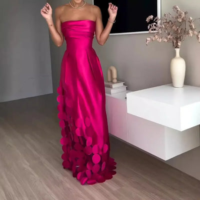 Satin Tube Bodycon Dress – High Waist Splice Evening Style