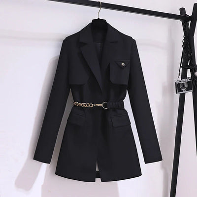 Korean Style Blazer – Women’s Lace-Up Jacket